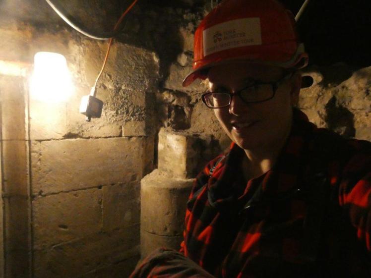 Selfie in part of York Minster crypt where you don't normally get to go