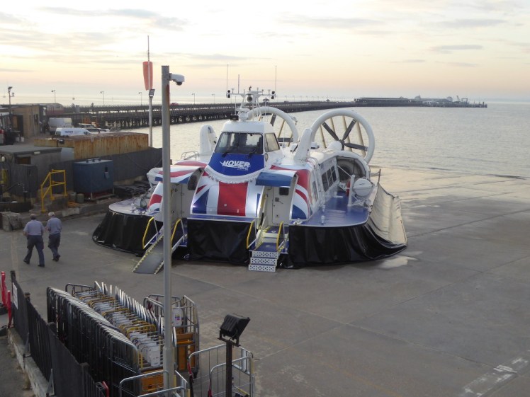 Isle of Wight hovercraft with passenger-boarding doors open