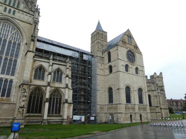 The more Norman end of Canterbury Cathedral's exterior