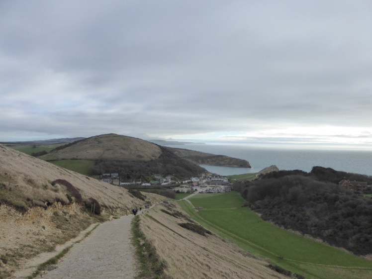 Lulworth Cove from the top of the hill