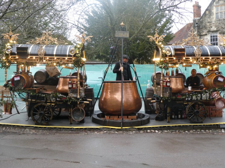 Mulled wine in a huge copper vat