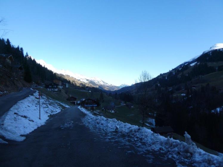 The morning view down Adelboden valley as we walked to the woodcarver