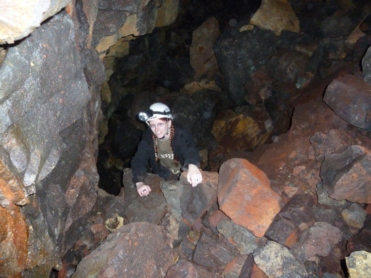 Me exploring the depths of Þríhnúkagígur