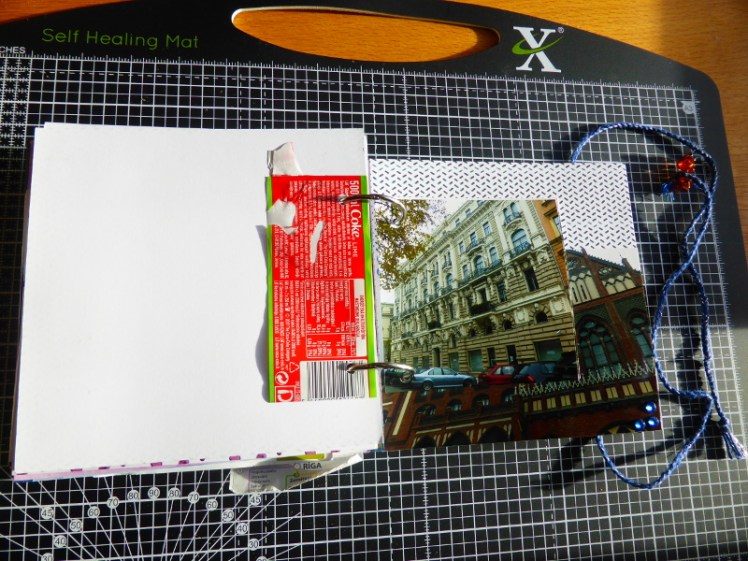 Drink bottle label in travel scrapbook