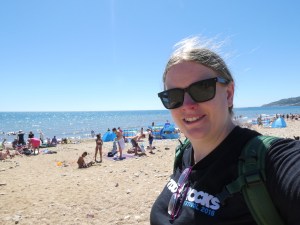 Selfie on Charmouth East Beach. I'm a bit pink because I forgot my hat and never thought of suncream