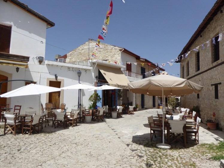 Cafes in the square at Omodos