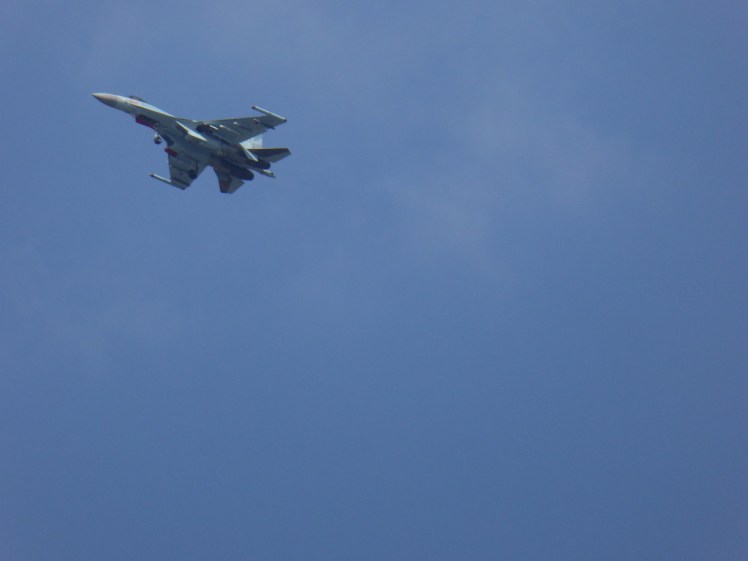 Russian fighter jet circling over Perm