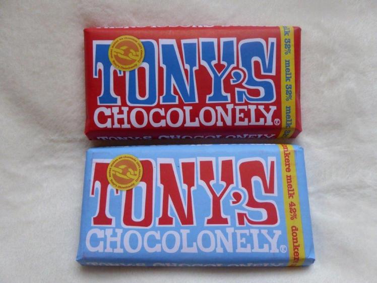 Tony's Chocolonely milk & dark chocolate packaging