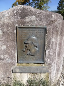 The Sherlock Holmes plaque at the Reichenbach Falls viewpoint