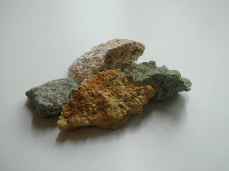 Four different pieces of rhyolite. It's a crunchy-looking rock