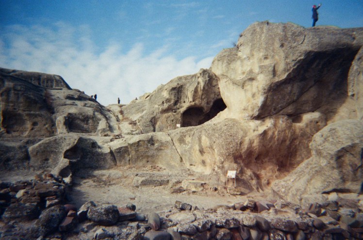 In the midst of the caves in Uplistsikhe. The one in front of me has probably lost its roof over the centuries.