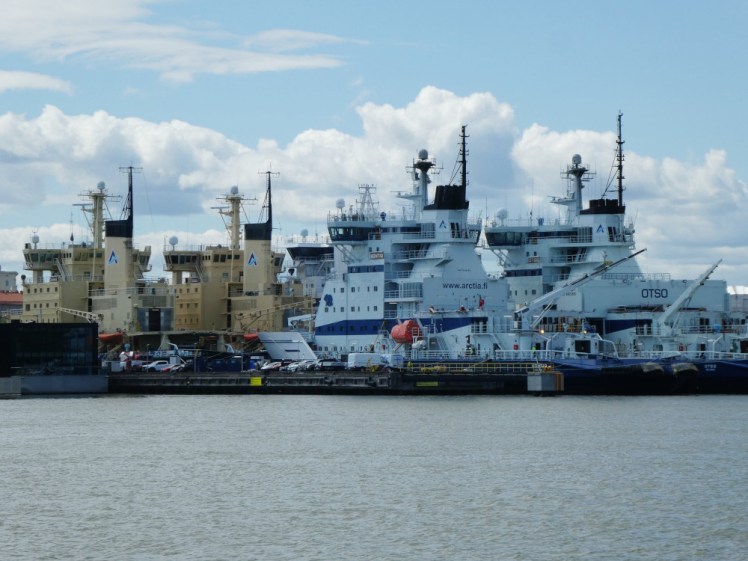 The Finnish icebreaker fleet moored off Helsinki.
