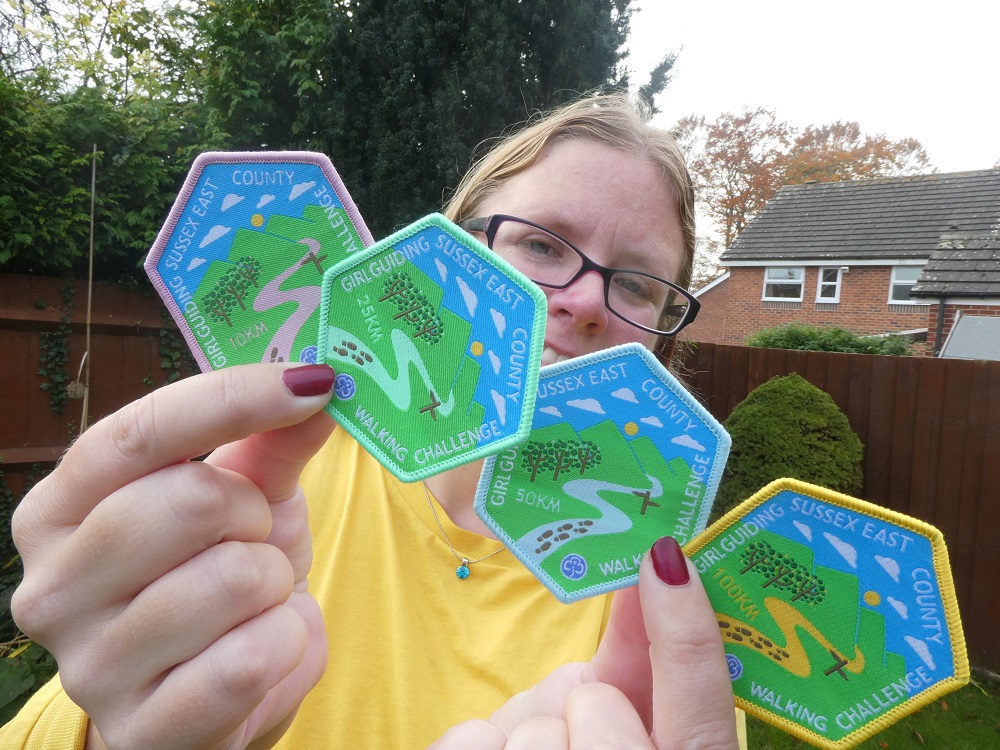 Selfie with my Sussex East walking badges