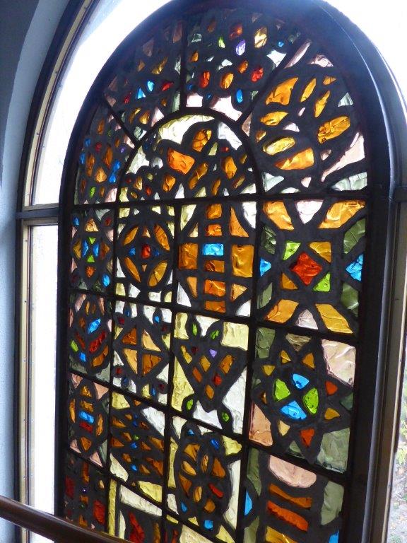 Stained glass window in funi upper station