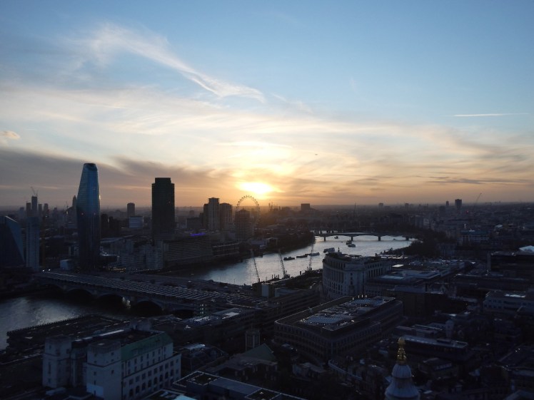 Waterloo Sunset - the sun setting over London seen from the Golden Gallery