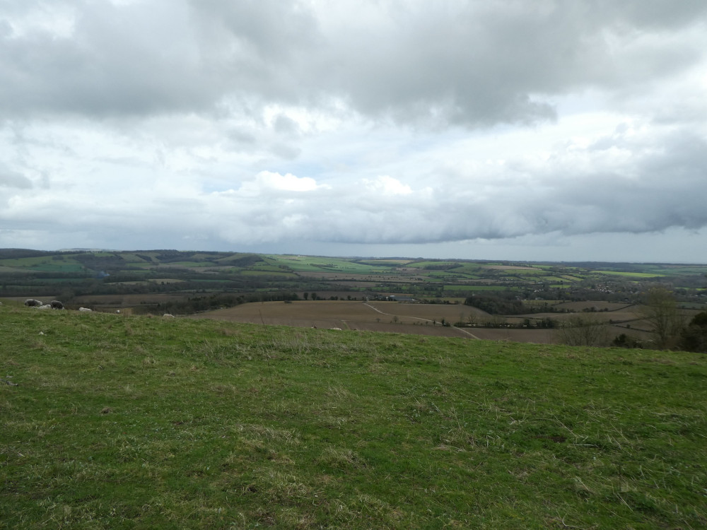 The view from Beacon Hill across to Old Winchester Hill, overlooking Exton and the Meon valley.