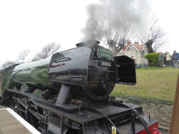The Flying Scotsman preparing to depart Swanage station