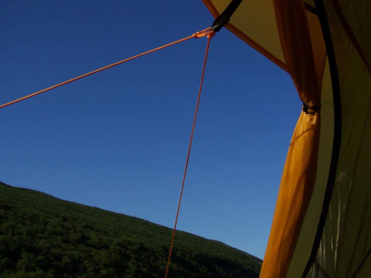 Tent under a blazing morning sun