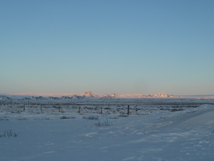 The view from Gullfoss to Langjokull in winter