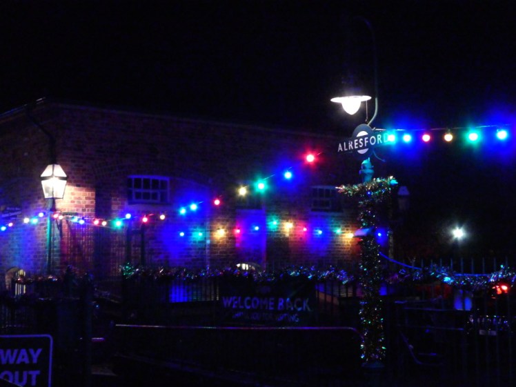 Alresford station by Christmas lights