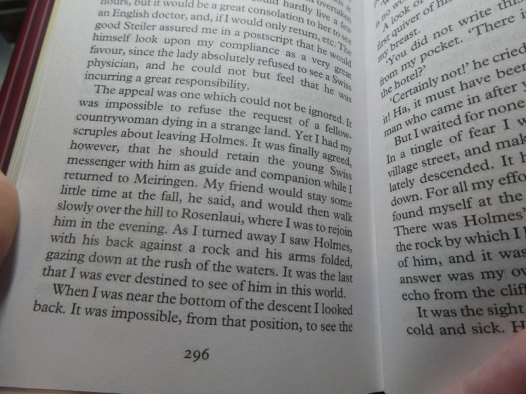 An extract from The Final Problem, where Watson sees Holmes for the last time at the top of the waterfall.