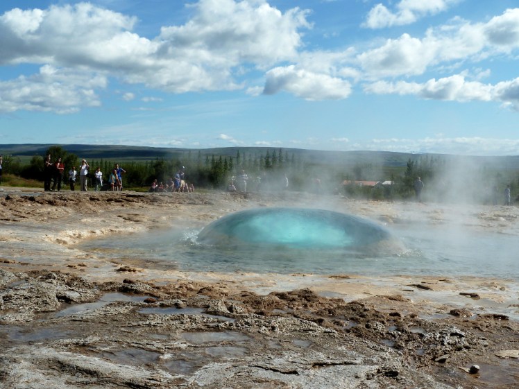 The bubble that forms a split second before Strokkur erupts through it.