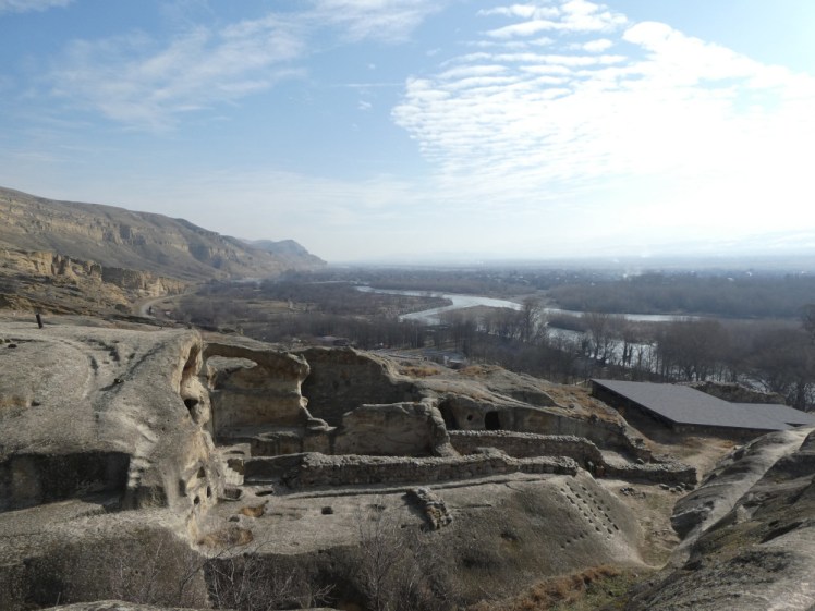 The view across the mountains and valley from the top of Uplistsikhe, the cave city.