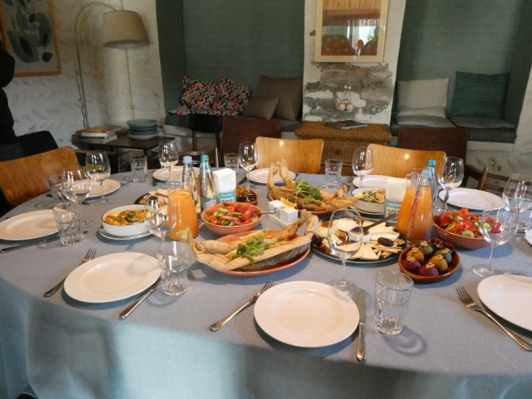 A Georgia supra feast for lunch on Wednesday - many dishes of all kinds and colours.