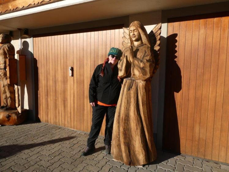 Wooden angel outside the woodcarver
