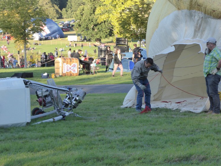Inflating a hot air balloon
