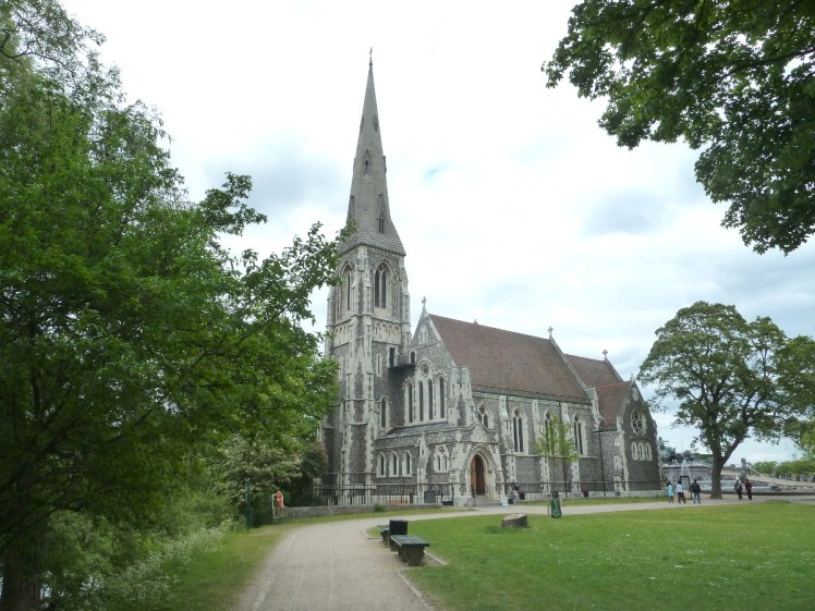 St Alban's Anglican Church, Copenhagen. It's a pretty English-looking stone church in a Danish park.
