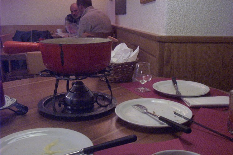 Our first Swiss fondue in Zermatt