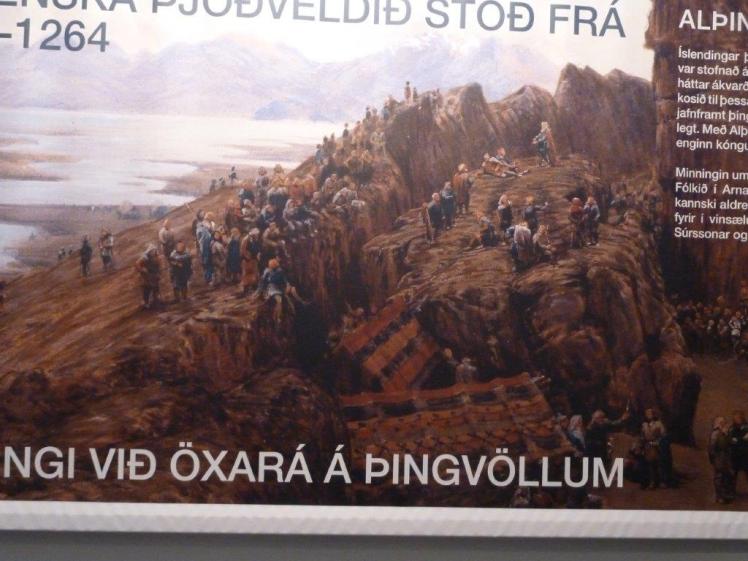 Vikings at Þingvellir painting in the Culture House