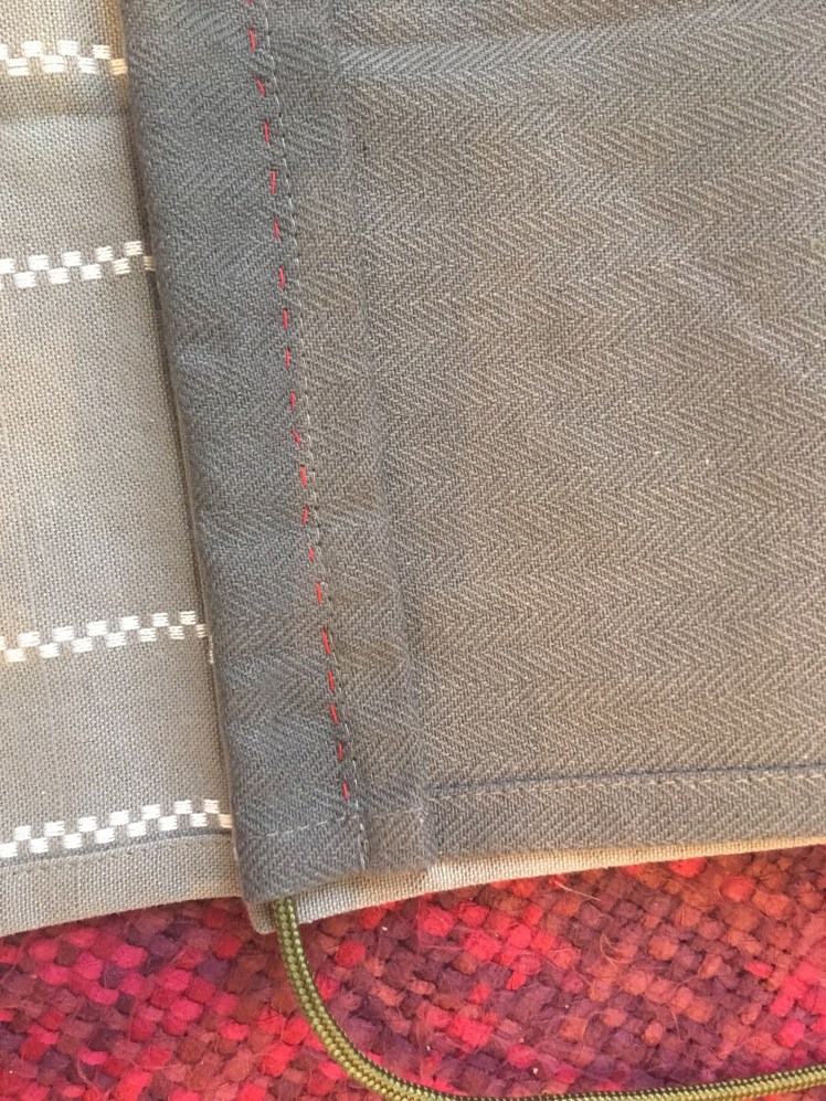 Cord channels sewn up the top of my tea towels