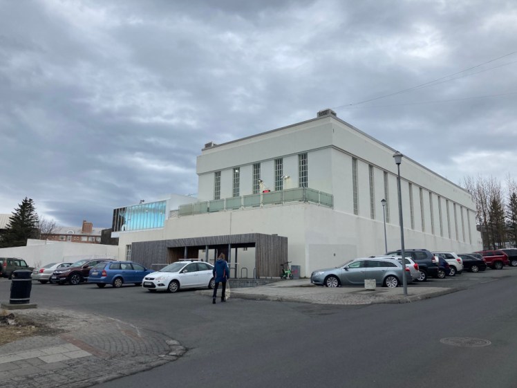 Sundhöllin, a pool complex in a big white Art Deco building in the heart of downtown Reykjavik.