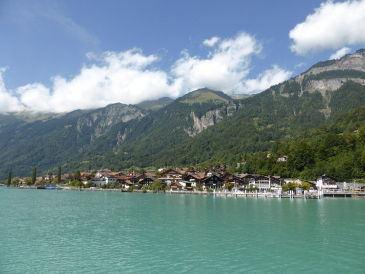 Brienz from the water, a village of traditional chalets, a blue lake and all backed with mountains that have just a hint of cragginess about them.