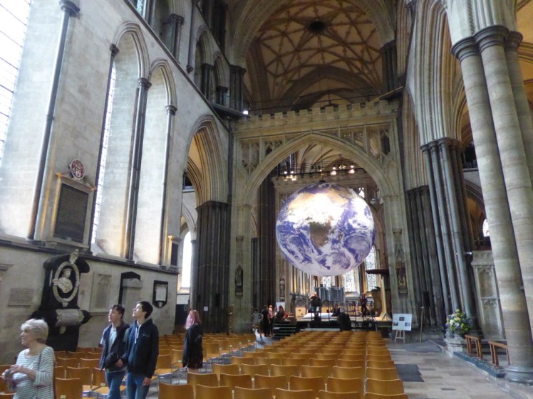 Globe art installation in Salisbury Cathedral