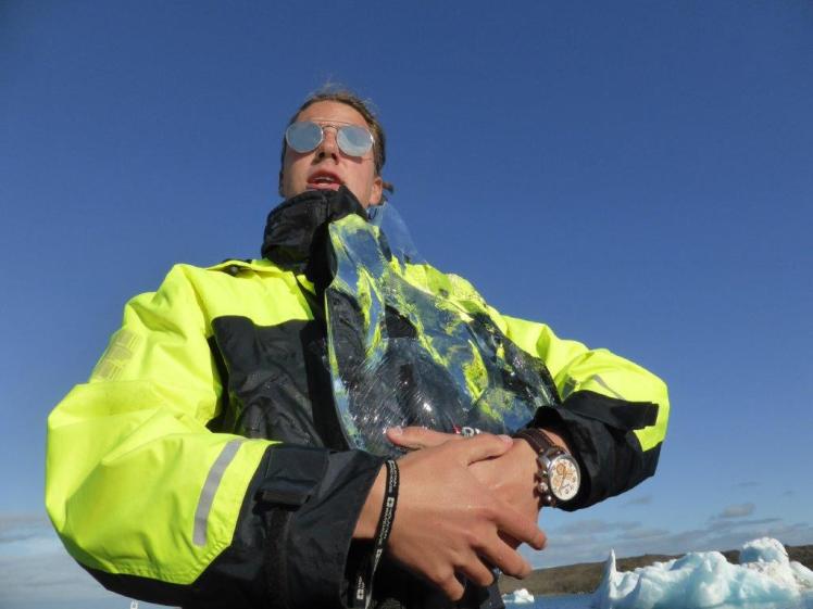 Crystal clear glacier ice