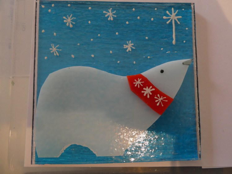 Polar bear coaster finished and ready for firing