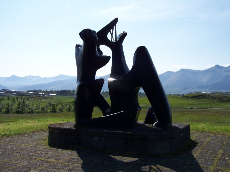 The Egil abstract memorial statue at Borg á Mýrum farm