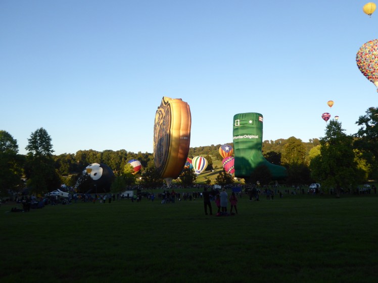 Hot air balloons ready to take off