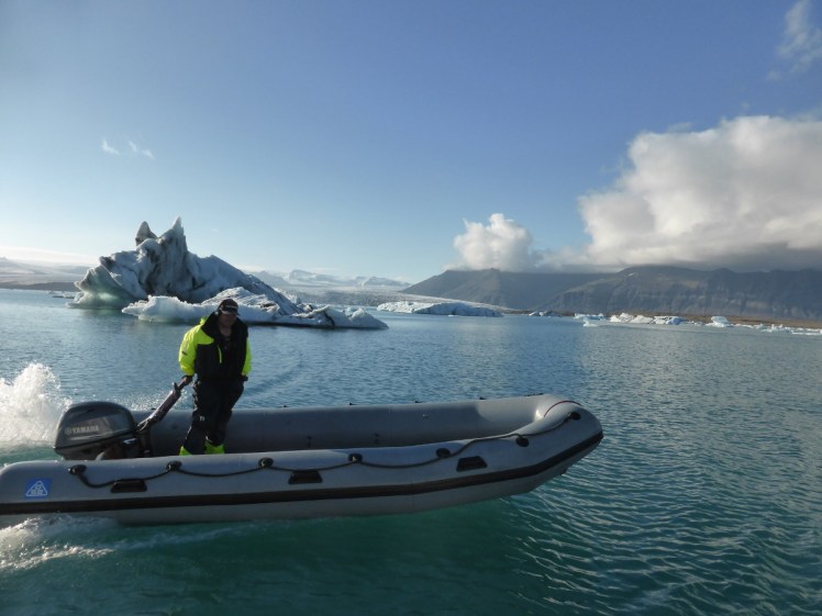 Zodiac RIB acting as guide boat in Jökulsárlón