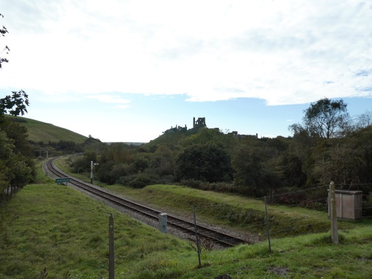 View of Corfe Castle from Norden station