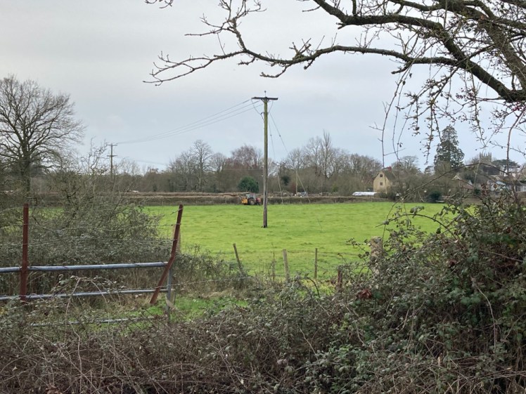 A tractor cutting a hedge on the outskirts of Sturminster Newton