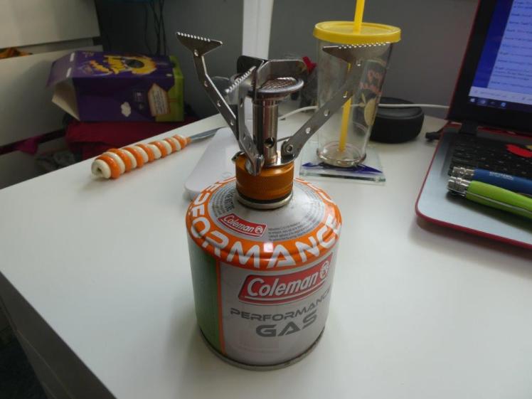 Vango gas stove mounted on a gas canister