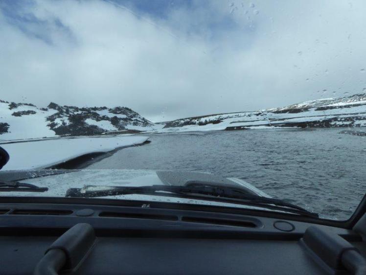 Driving down a river