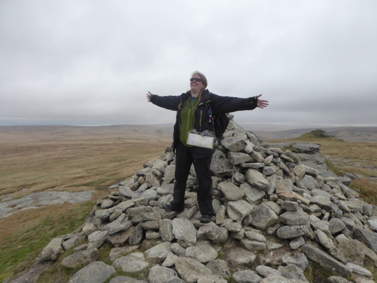 Celebrating reaching the highest point on Dartmoor