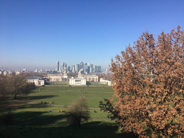 The view from Greenwich Royal Observatory across Canary Wharf
