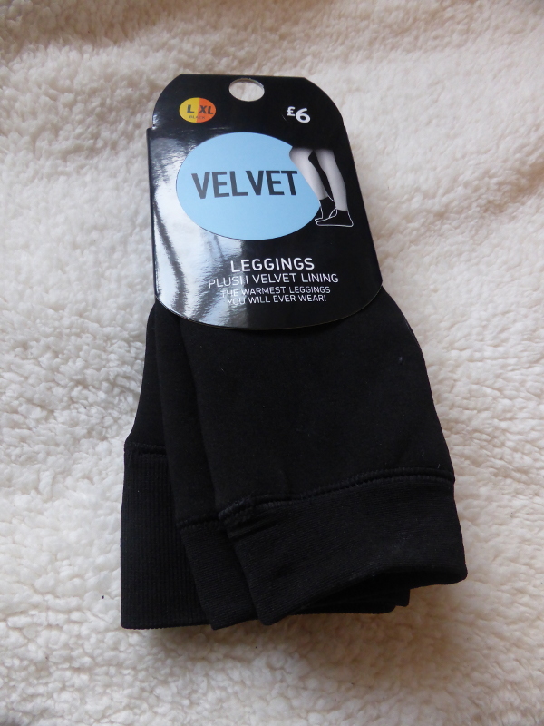 velvet leggings in packaging