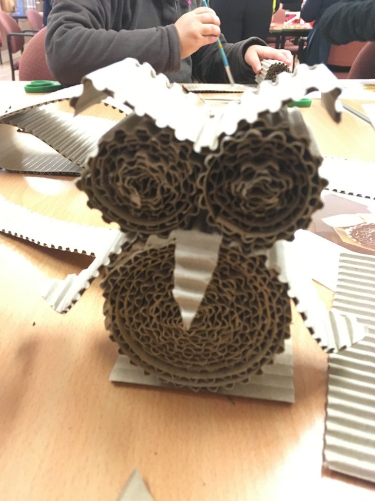 Camp crafts - a corrugated card owl